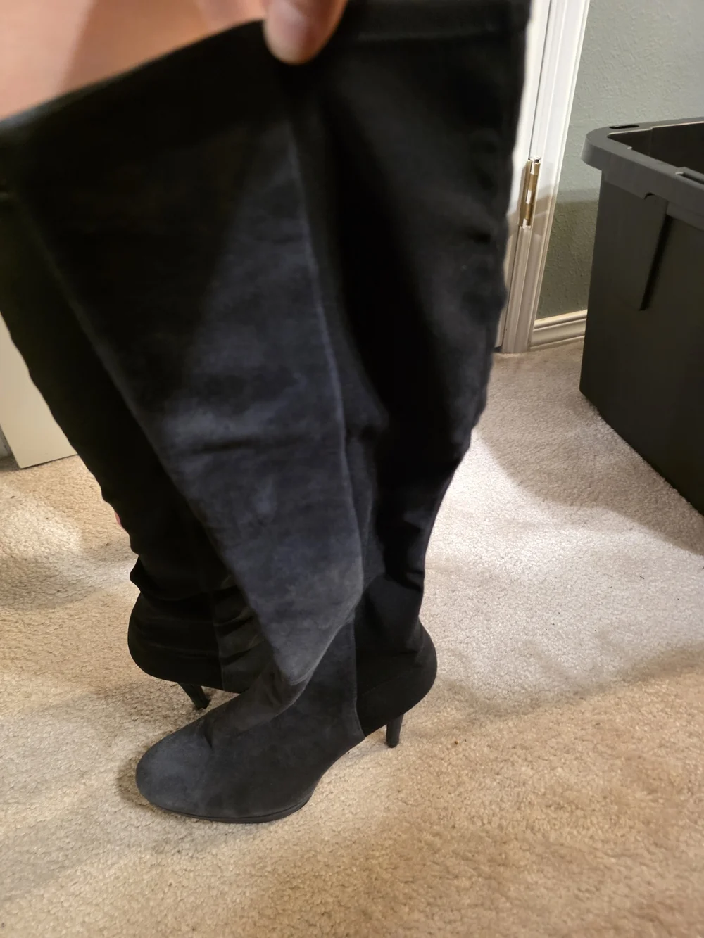 Stuart Weitzman Black Suede Over-the-Knee Boots